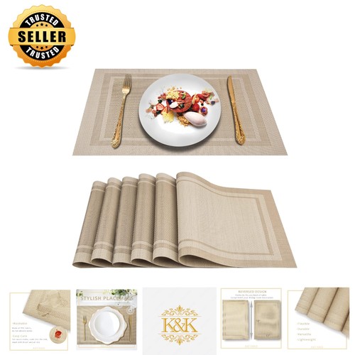 Durable beige placemats set - placemats, of